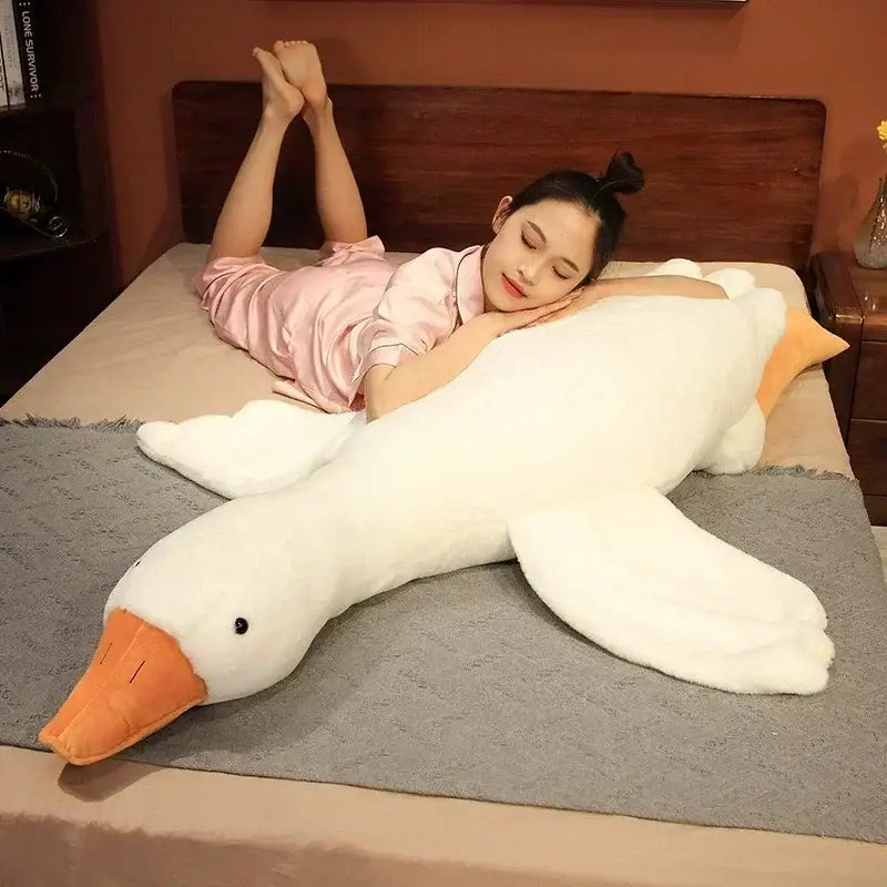 Huge goose body pillow plush white stuffed animal bedroom decor