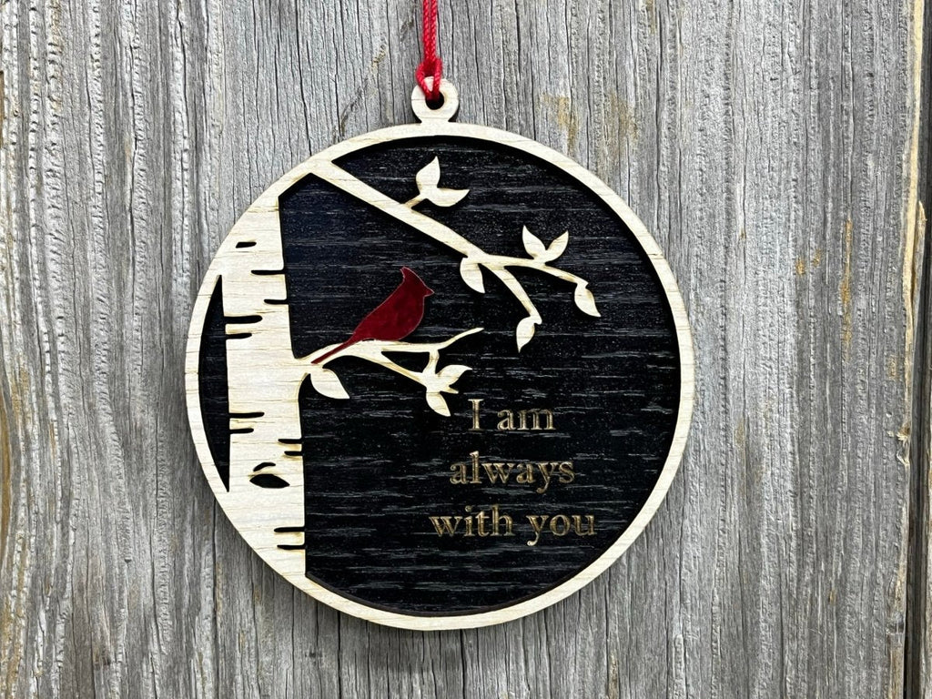I Am Always With You Ornament with Cardinal and Birch Tree