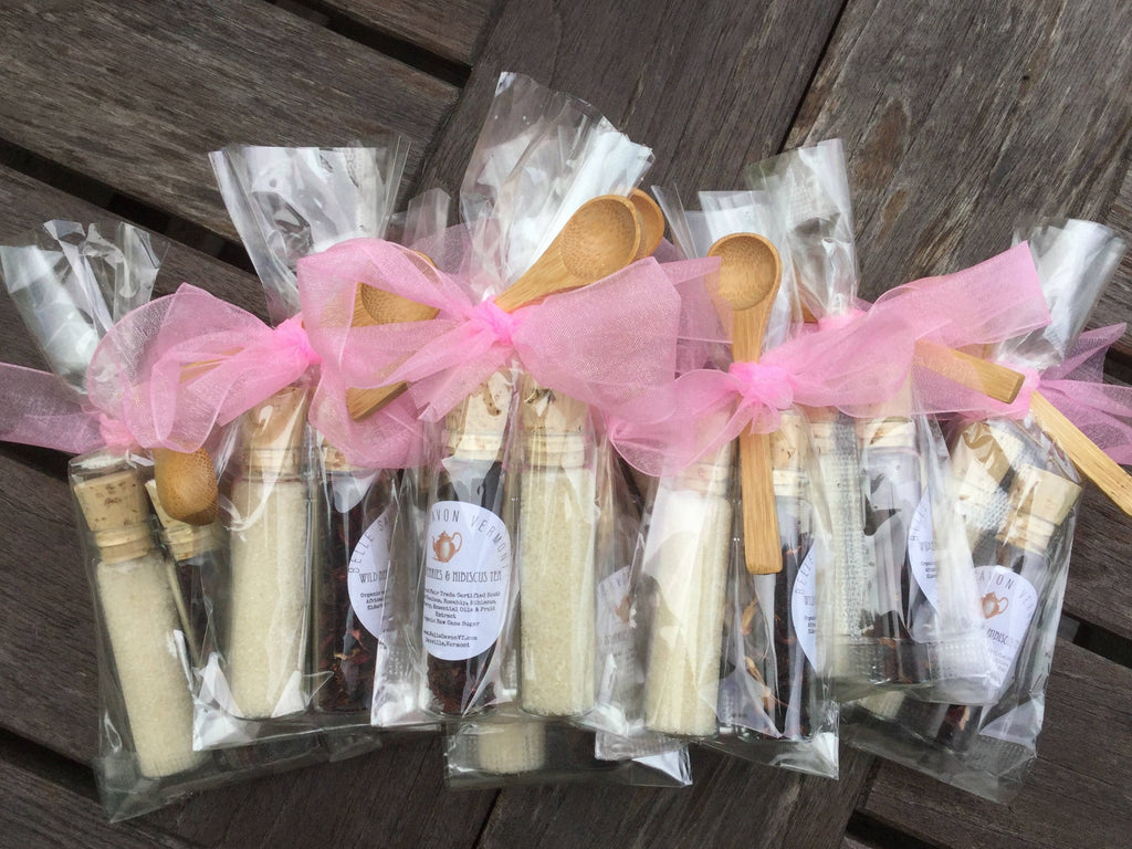 Tea Party Favor-Organic Tea and Sugar or Honey with Spoon Mini Set Favor-Belle Savon Vermont