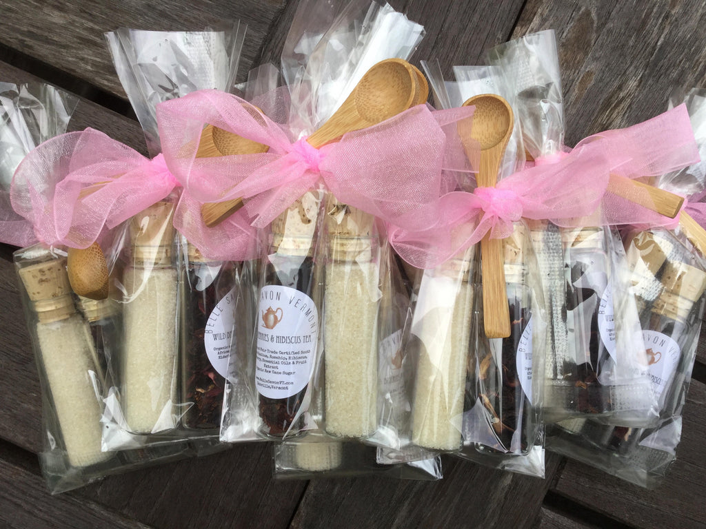 Tea Party Favor-Organic Tea and Sugar or Honey with Spoon Mini Set Favor-Belle Savon Vermont
