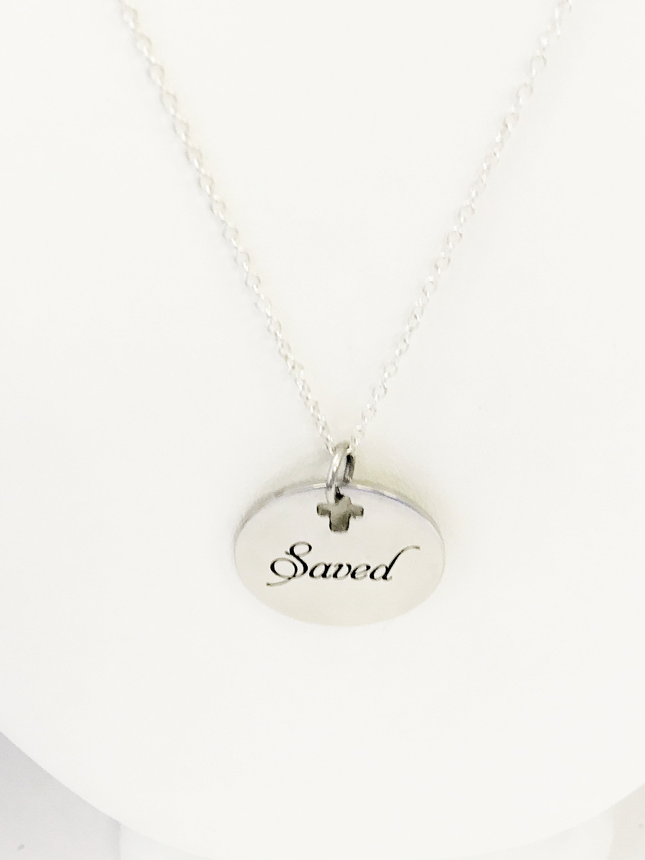 Christian Necklace, Saved Necklace, Christian Jewelry, Christian Gifts, Cross Necklace, Saved By Grace Through Faith Necklace, Baptism Gift