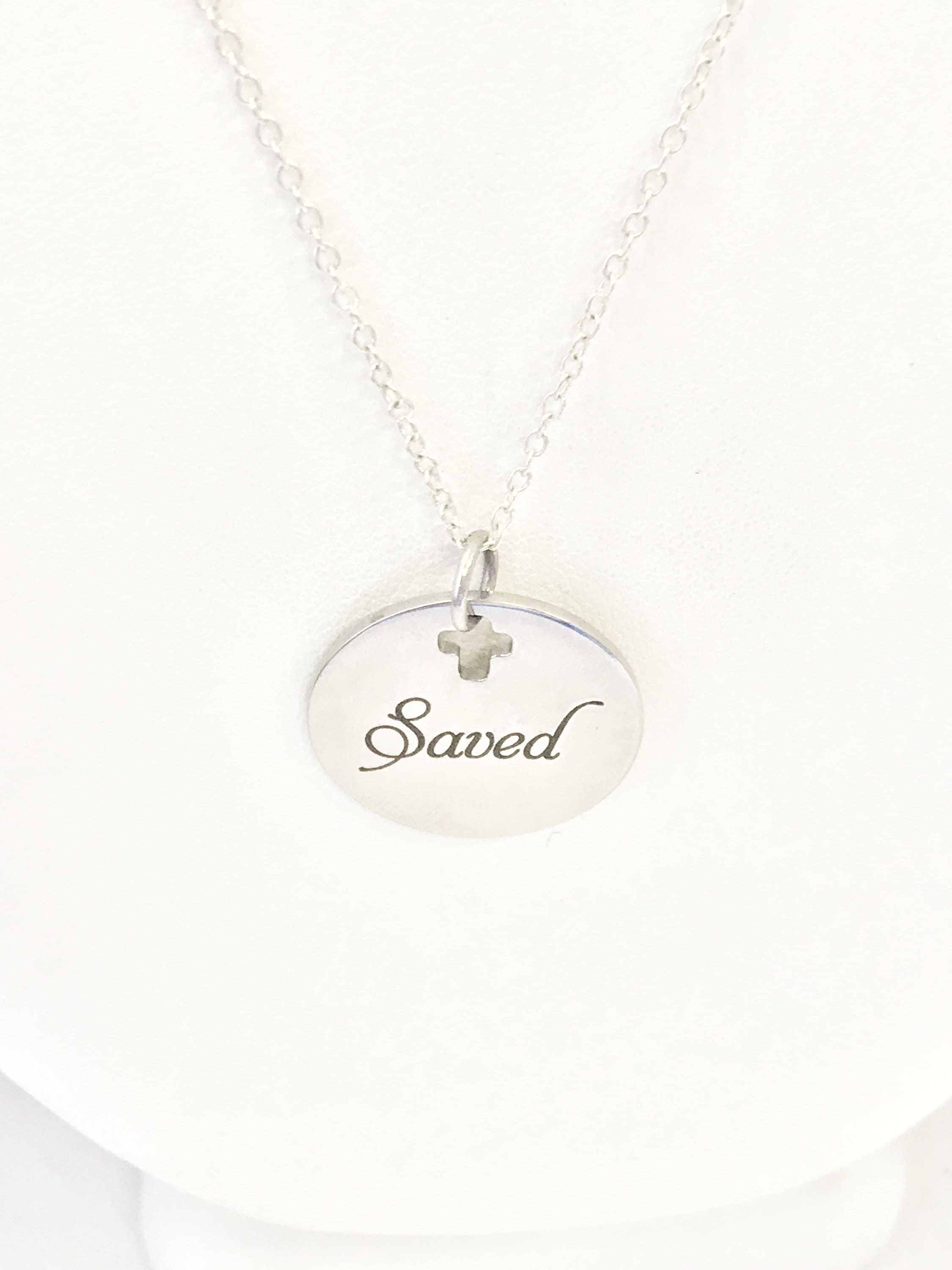Christian Necklace, Saved Necklace, Christian Jewelry, Christian Gifts, Cross Necklace, Saved By Grace Through Faith Necklace, Baptism Gift