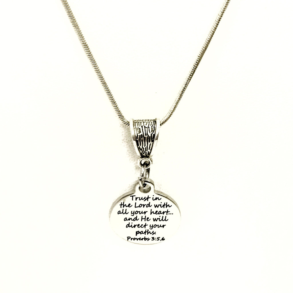 Christian Necklace, Trust In The Lord With All Your Heart Necklace, Christian Gift, Christian Jewelry, Scripture Gift, The Lord Will Direct