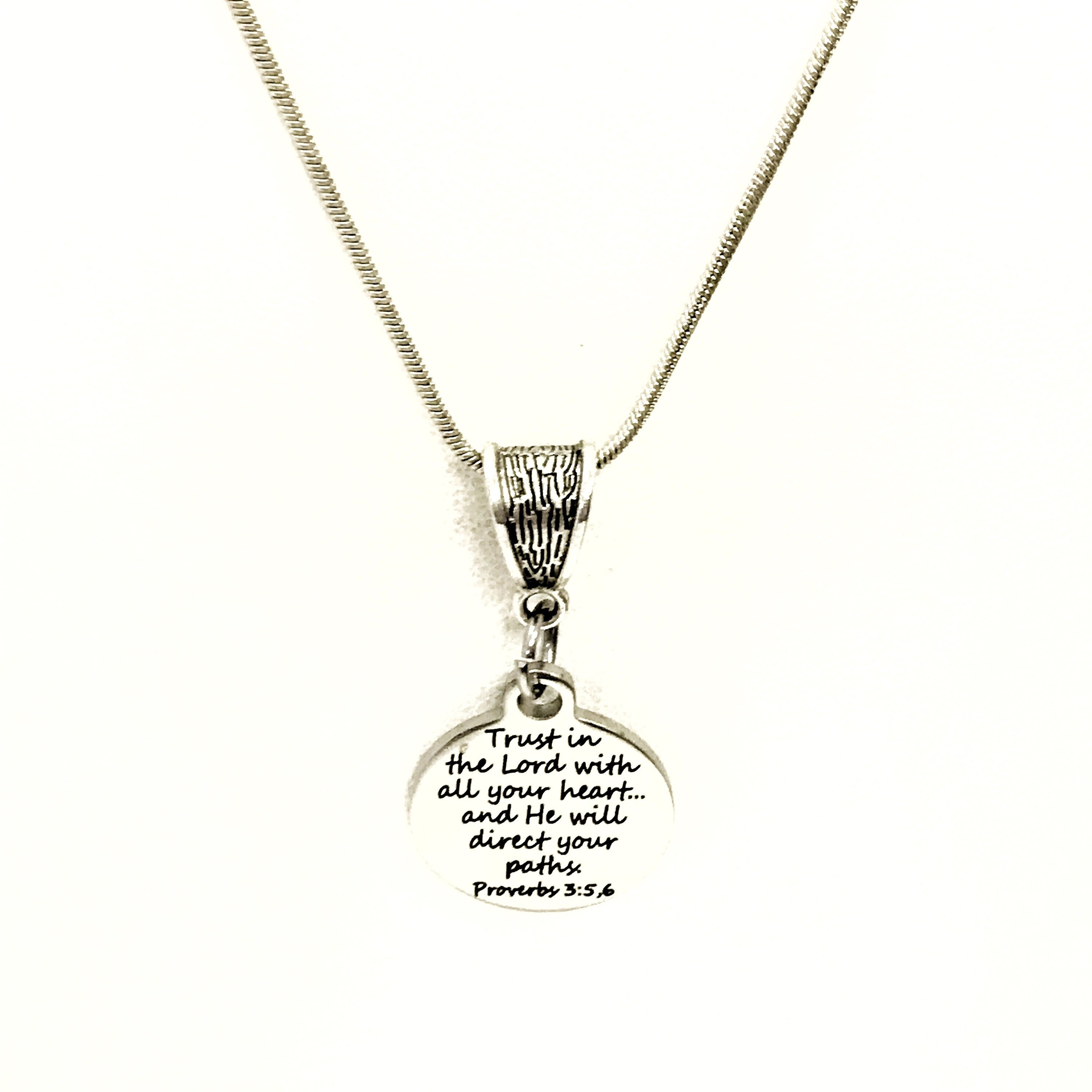 Christian Necklace, Trust In The Lord With All Your Heart Necklace, Christian Gift, Christian Jewelry, Scripture Gift, The Lord Will Direct