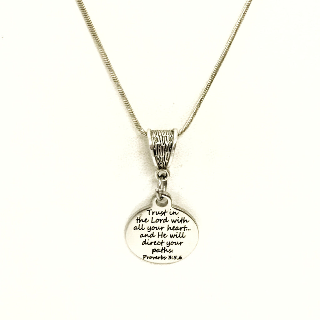 Christian Necklace, Trust In The Lord With All Your Heart Necklace, Christian Gift, Christian Jewelry, Scripture Gift, The Lord Will Direct
