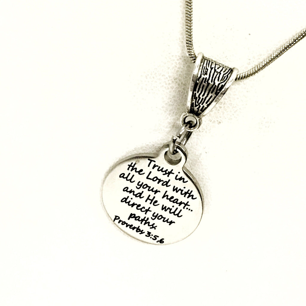 Christian Necklace, Trust In The Lord With All Your Heart Necklace, Christian Gift, Christian Jewelry, Scripture Gift, The Lord Will Direct