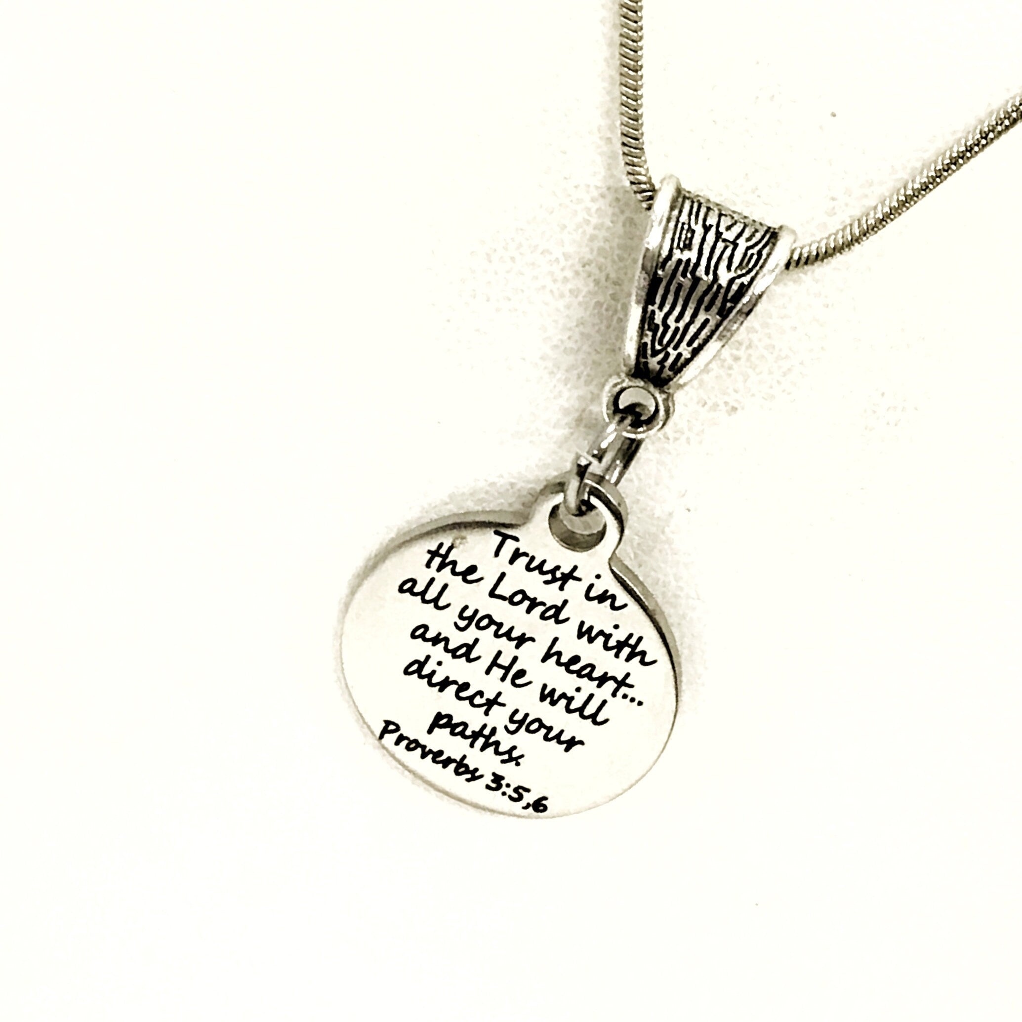 Christian Necklace, Trust In The Lord With All Your Heart Necklace, Christian Gift, Christian Jewelry, Scripture Gift, The Lord Will Direct
