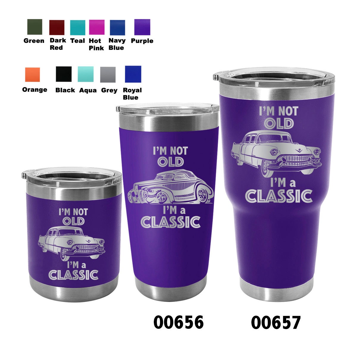 Classic Car Engraved Tumbler – “I'm Not Old, I'm Classic”
