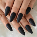 24 Vampy medium Matte Black Press on nails Stiletto witchy goth alt glue on Dark