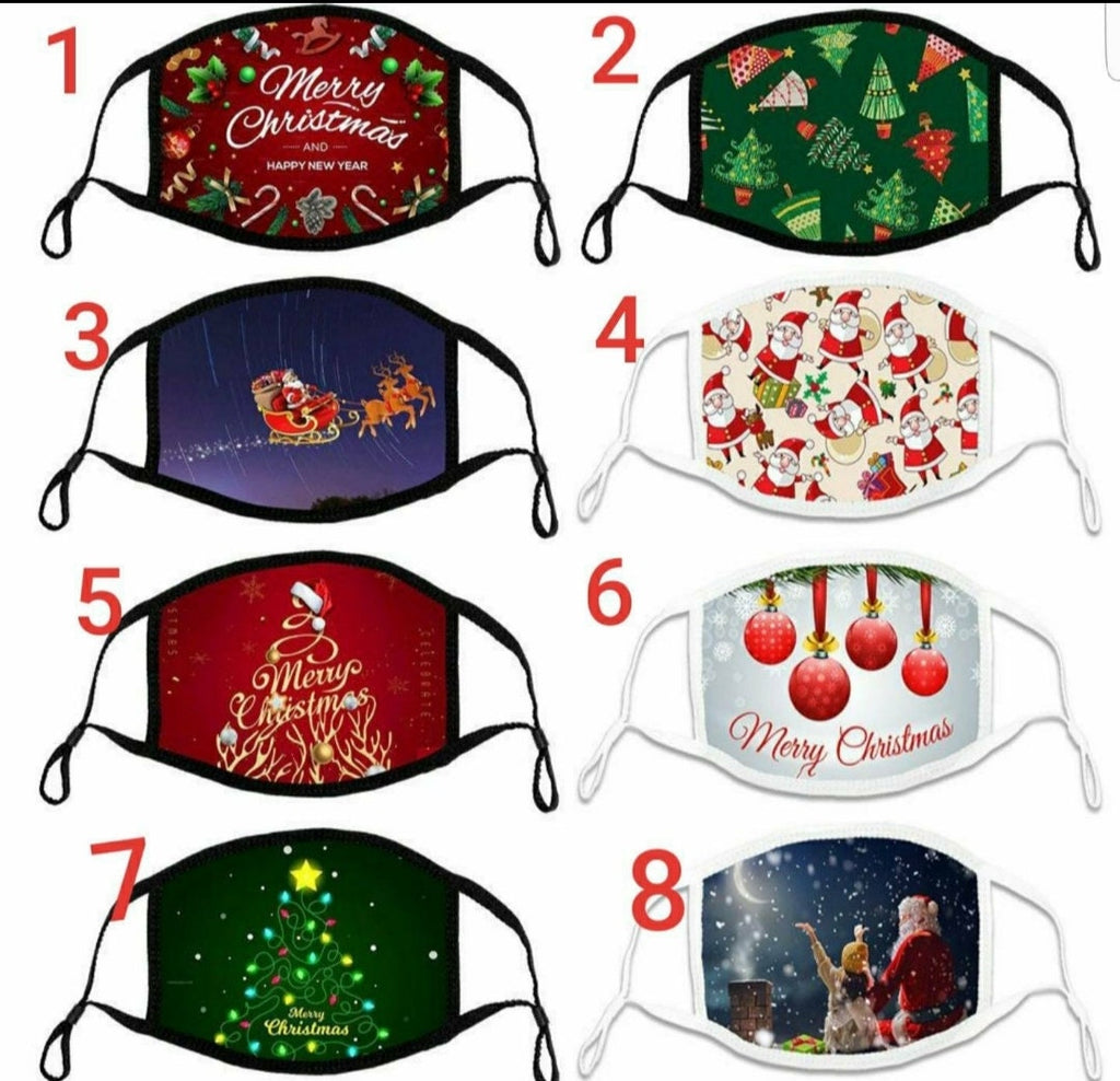 Reusable Cotton Holiday Masks with Adjustable Ear Straps (2-Layer Washable Multi-Pack)