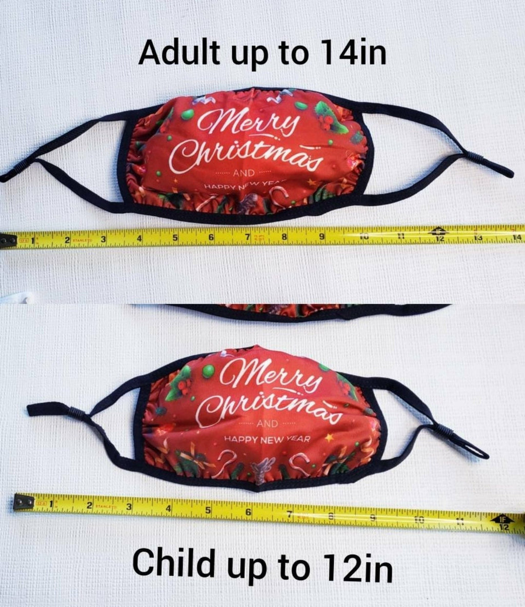 Reusable Cotton Holiday Masks with Adjustable Ear Straps (2-Layer Washable Multi-Pack)