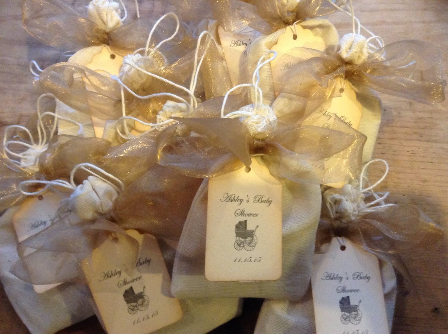 Tea Party Favor-Two Organic Teas in a Muslin Bag with Ribbons-Wedding-Bridal Shower-Baby Shower-Belle Savon Vermont