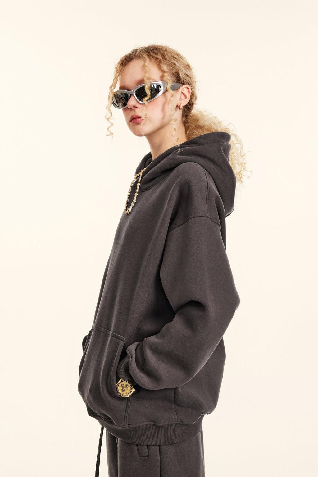 345GSM Women's Heavyweight Solid-Color Sweatshirt