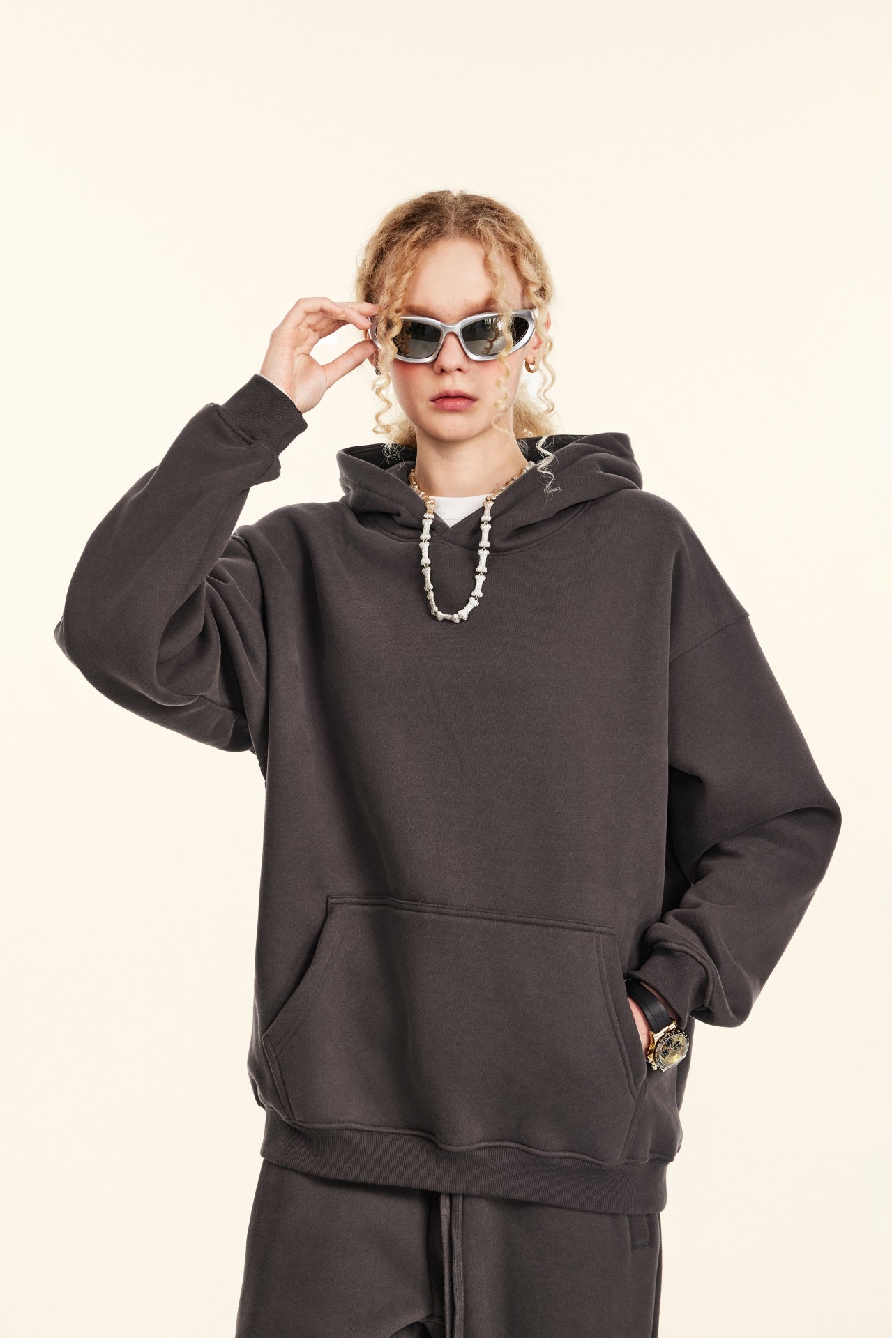 345GSM Women's Heavyweight Solid-Color Sweatshirt