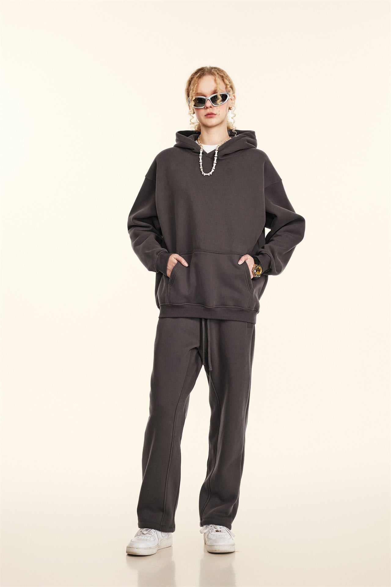345GSM Women's Heavyweight Solid-Color Sweatshirt