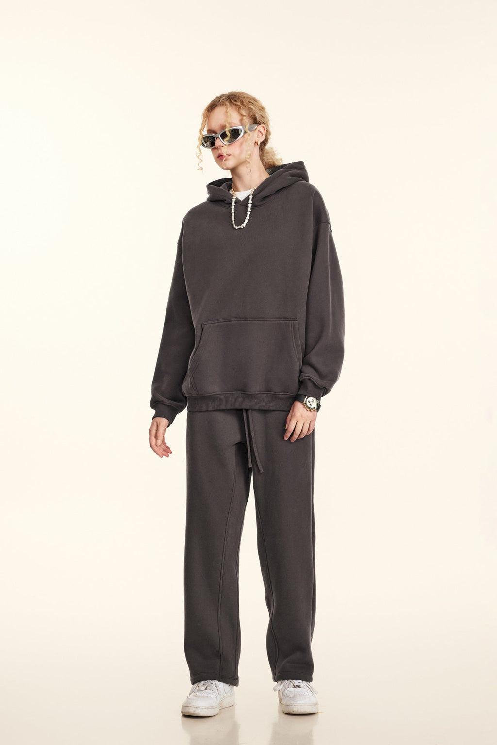 345GSM Women's Heavyweight Solid-Color Sweatshirt