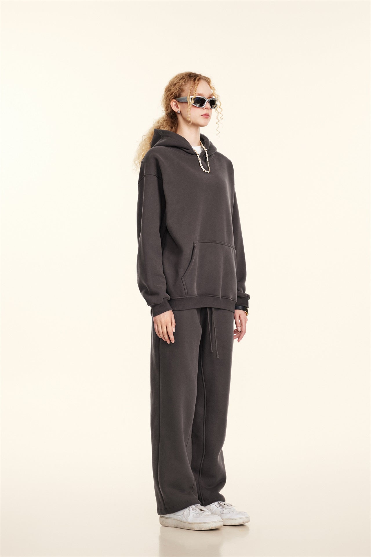 345GSM Women's Heavyweight Solid-Color Sweatshirt