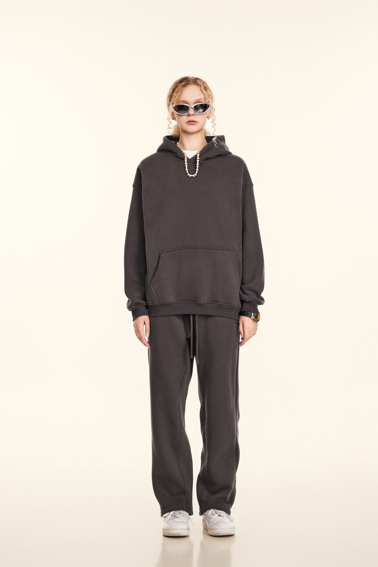 345GSM Women's Heavyweight Solid-Color Sweatshirt