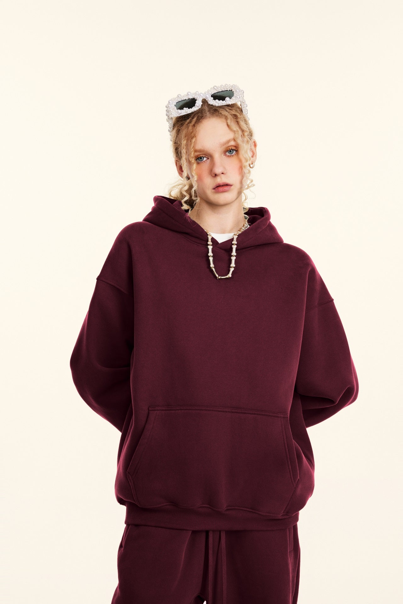 345GSM Women's Heavyweight Solid-Color Sweatshirt