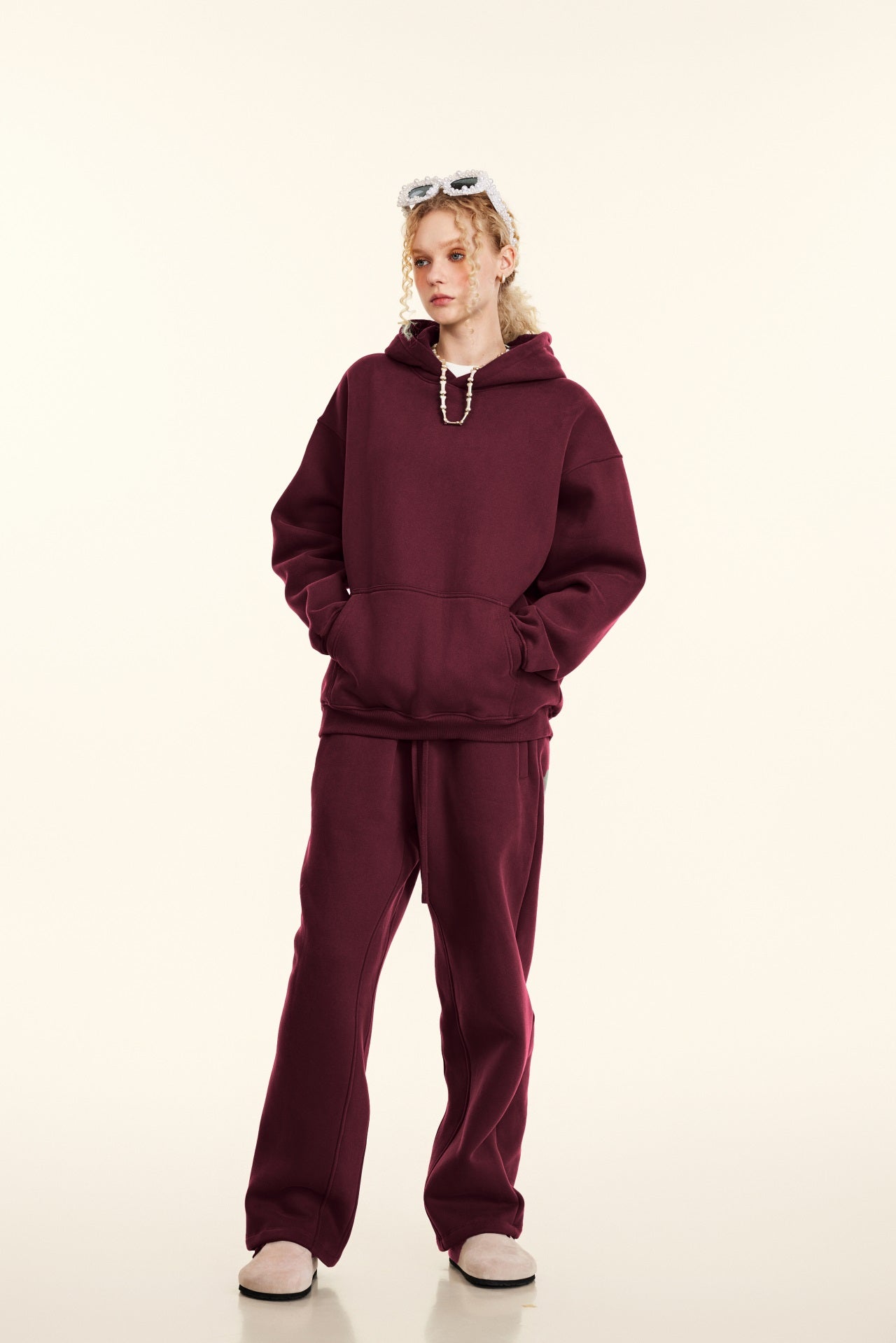 345GSM Women's Heavyweight Solid-Color Sweatshirt