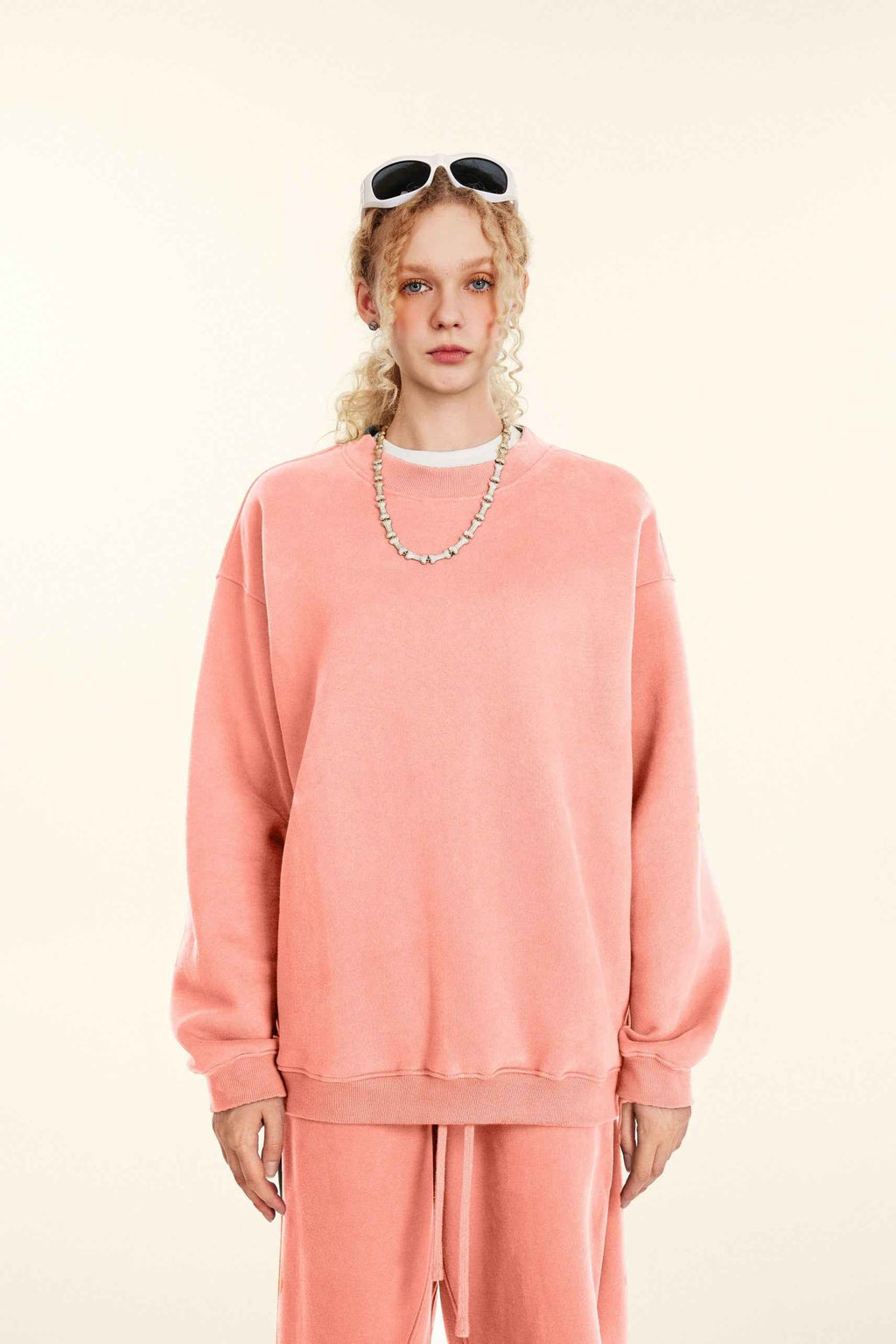 345GSM Women’s Solid-Color Crew Neck  Relaxed Fit Sweatshirt