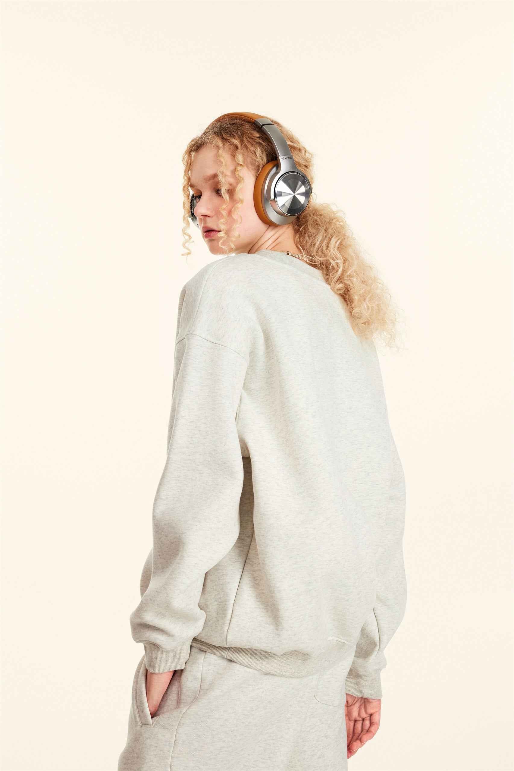 345GSM Women’s Solid-Color Crew Neck  Relaxed Fit Sweatshirt