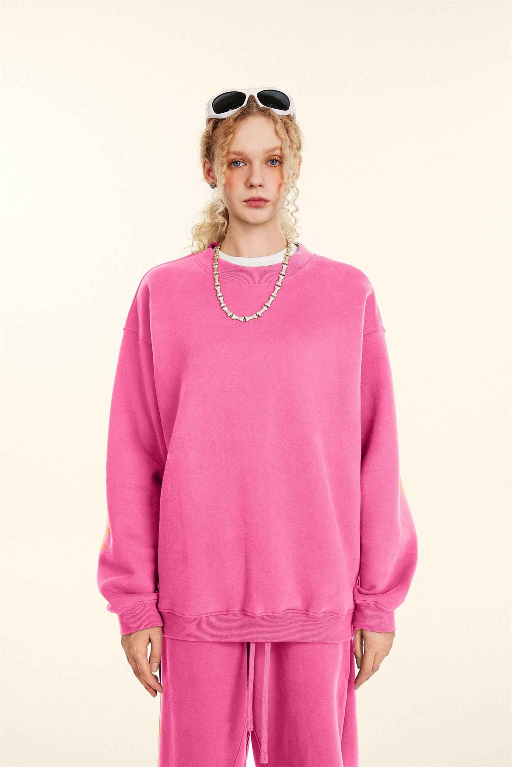 345GSM Women’s Solid-Color Crew Neck  Relaxed Fit Sweatshirt