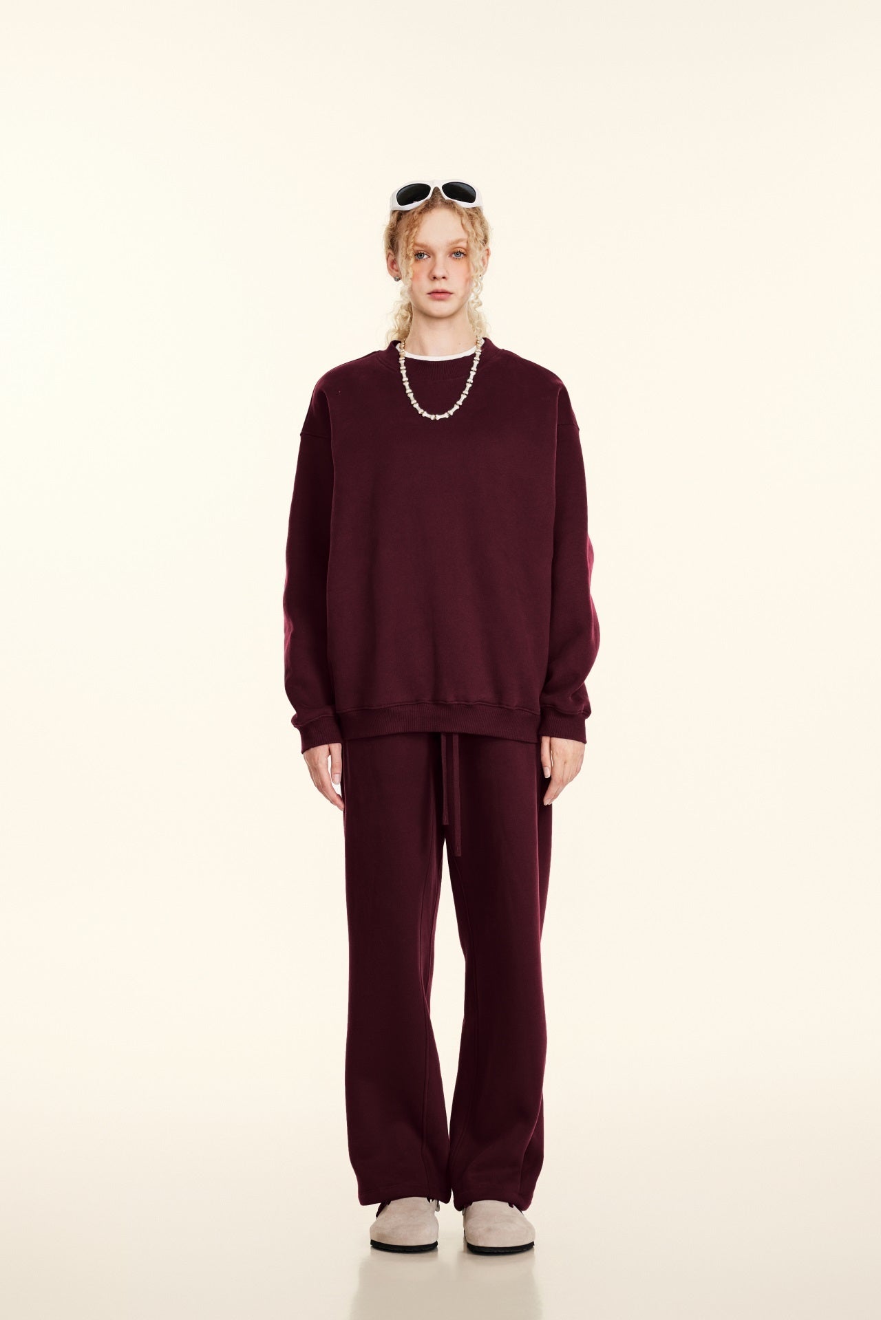 345GSM Women’s Solid-Color Crew Neck  Relaxed Fit Sweatshirt