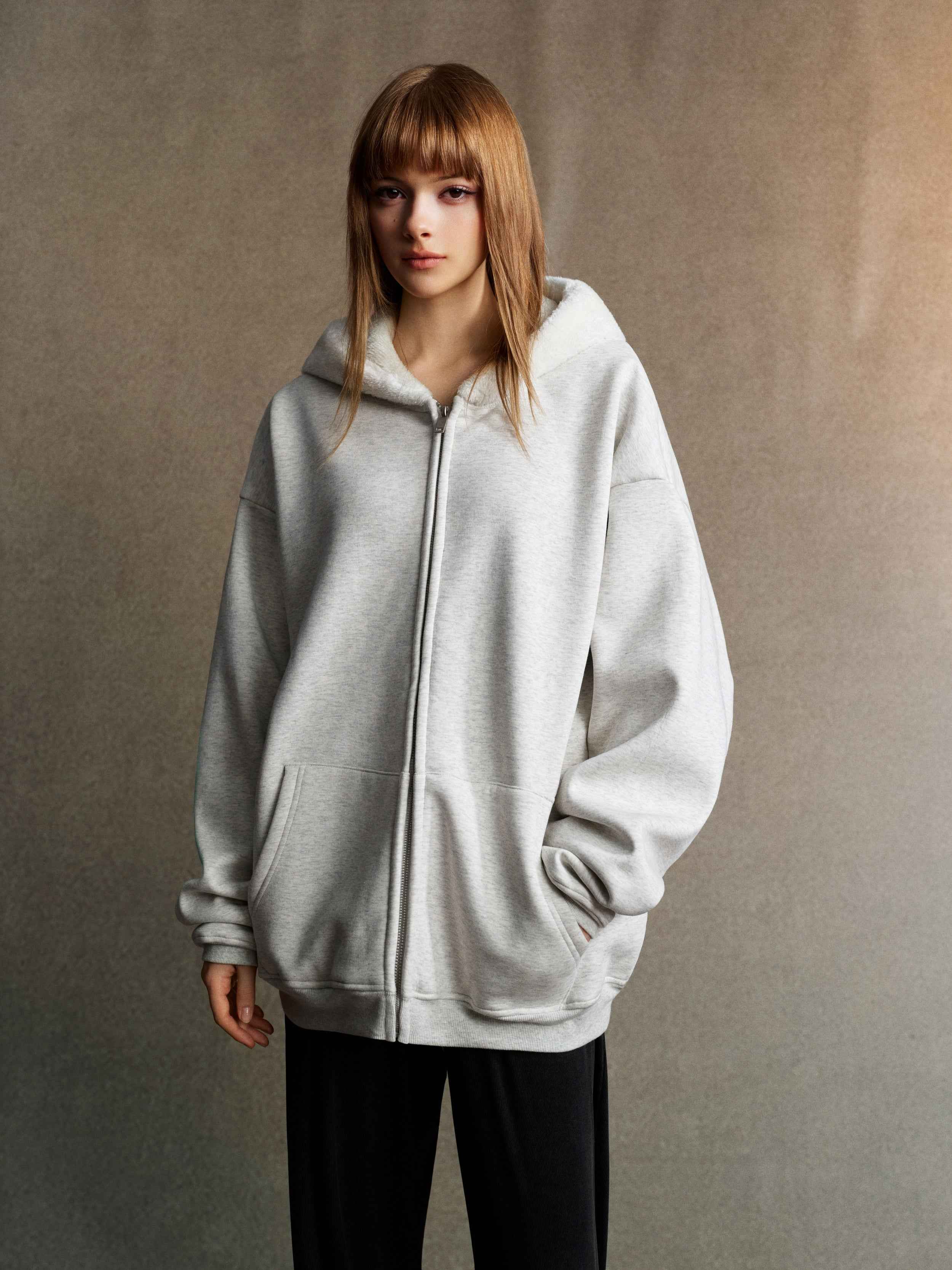 560GSM Unisex Composite Fleece Zip-Up Hoodie | MUNSIEUR