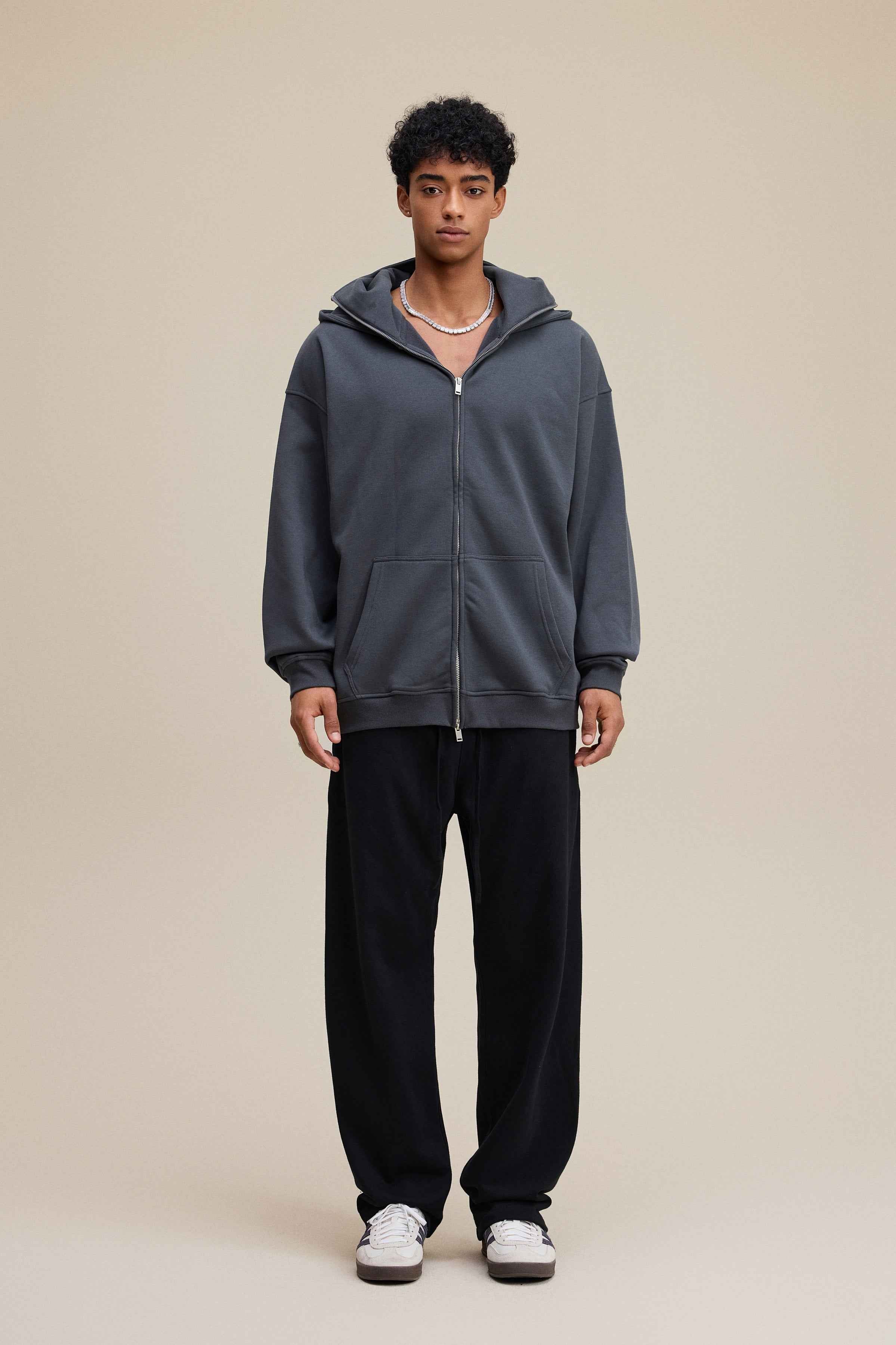 340GSM Men's Zip-Up Windproof Face-Mask Hoodie | MUNSIEUR