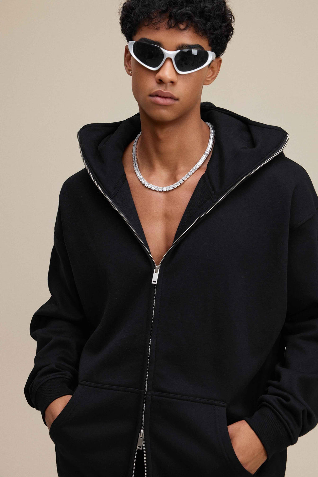 340GSM Men's Zip-Up Windproof Face-Mask Hoodie | MUNSIEUR