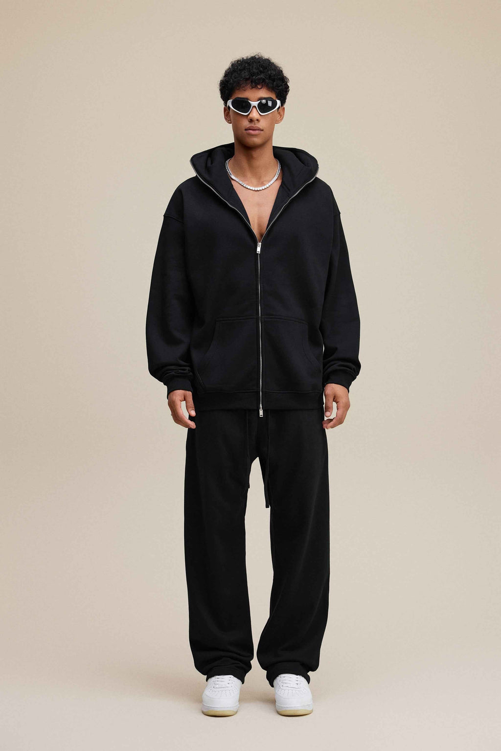 340GSM Men's Zip-Up Windproof Face-Mask Hoodie | MUNSIEUR
