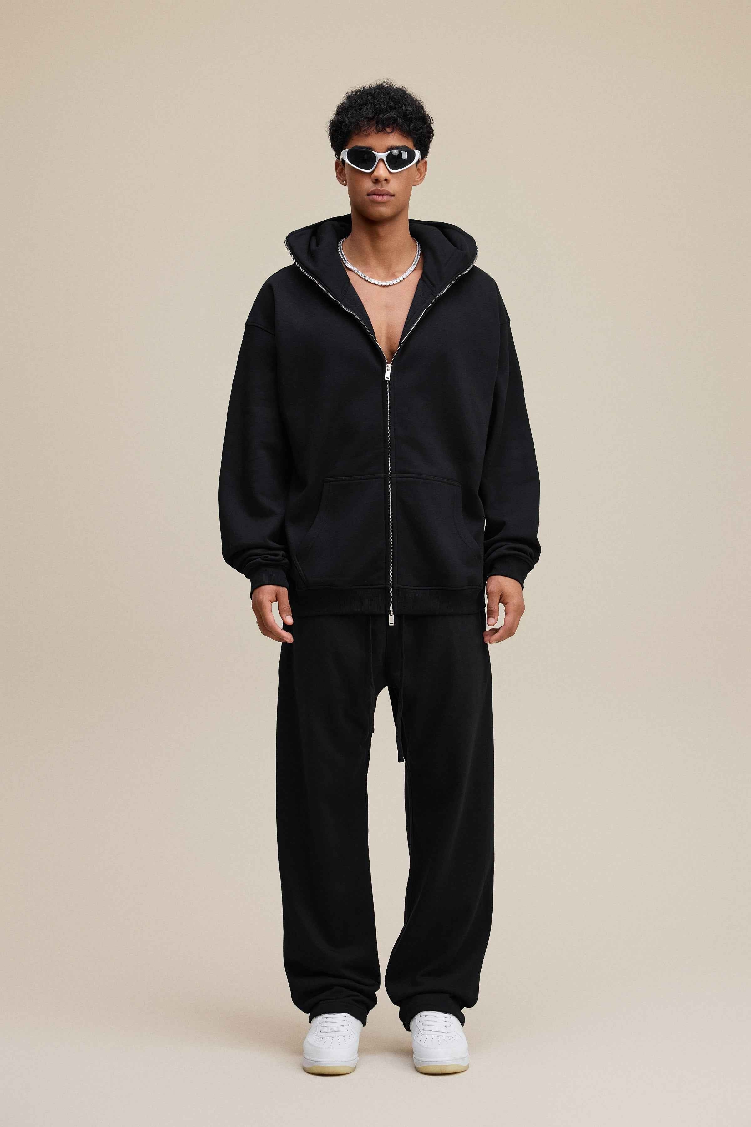 340GSM Men's Zip-Up Windproof Face-Mask Hoodie | MUNSIEUR