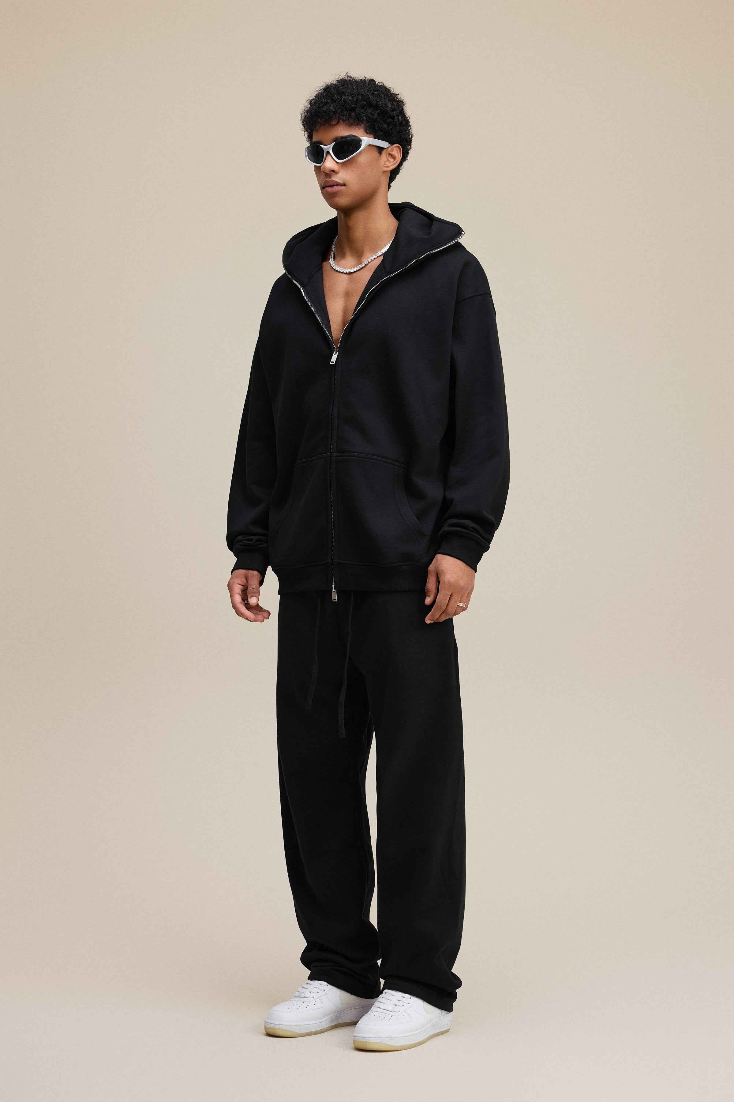 340GSM Men's Zip-Up Windproof Face-Mask Hoodie | MUNSIEUR
