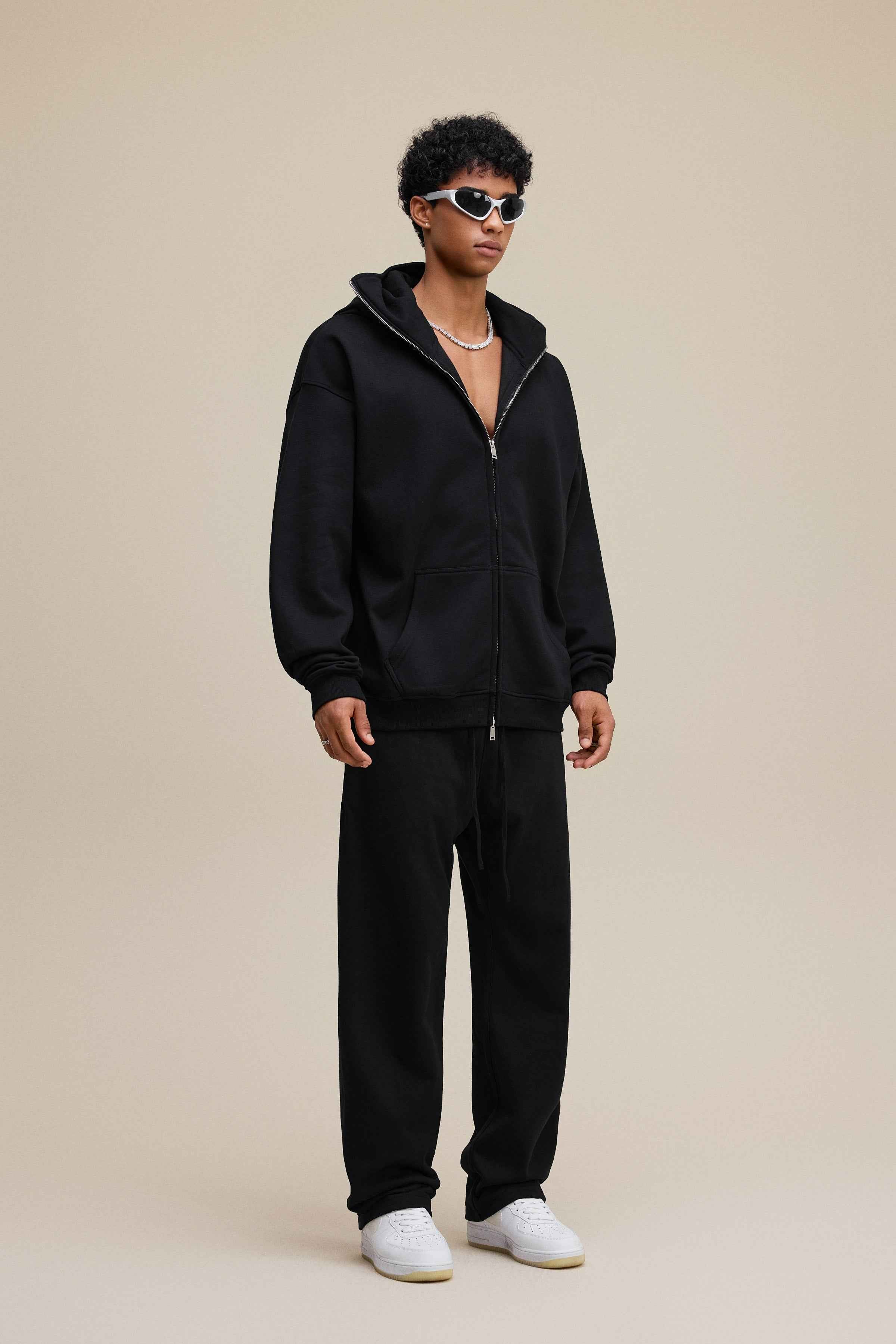 340GSM Men's Zip-Up Windproof Face-Mask Hoodie | MUNSIEUR