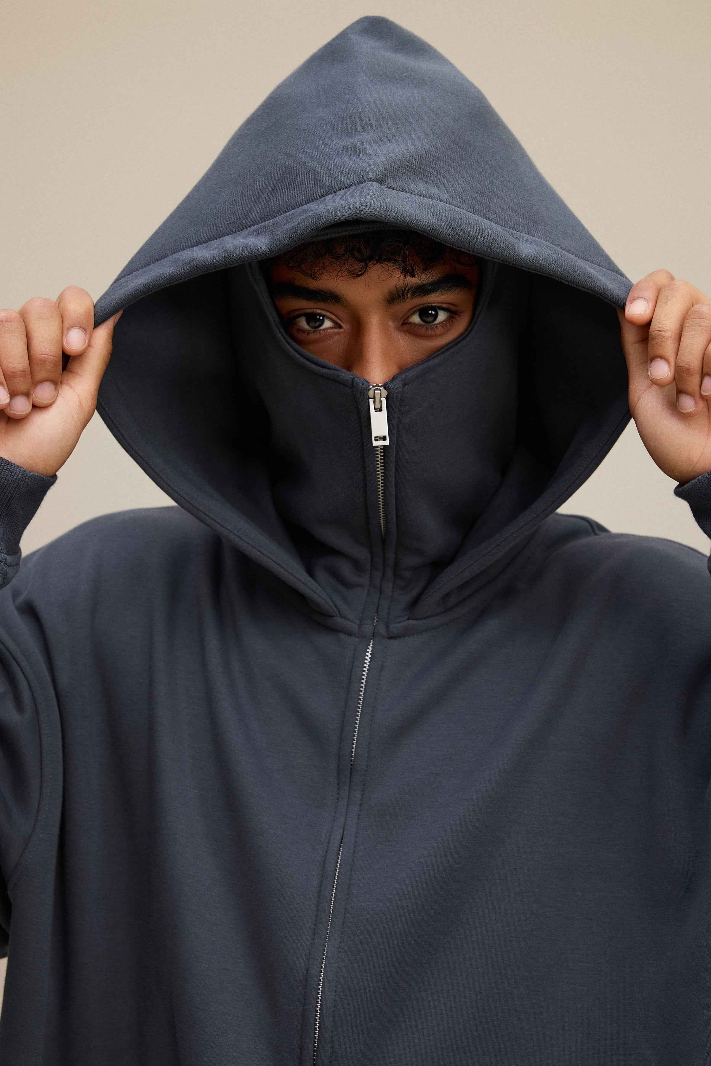 340GSM Men's Zip-Up Windproof Face-Mask Hoodie | MUNSIEUR