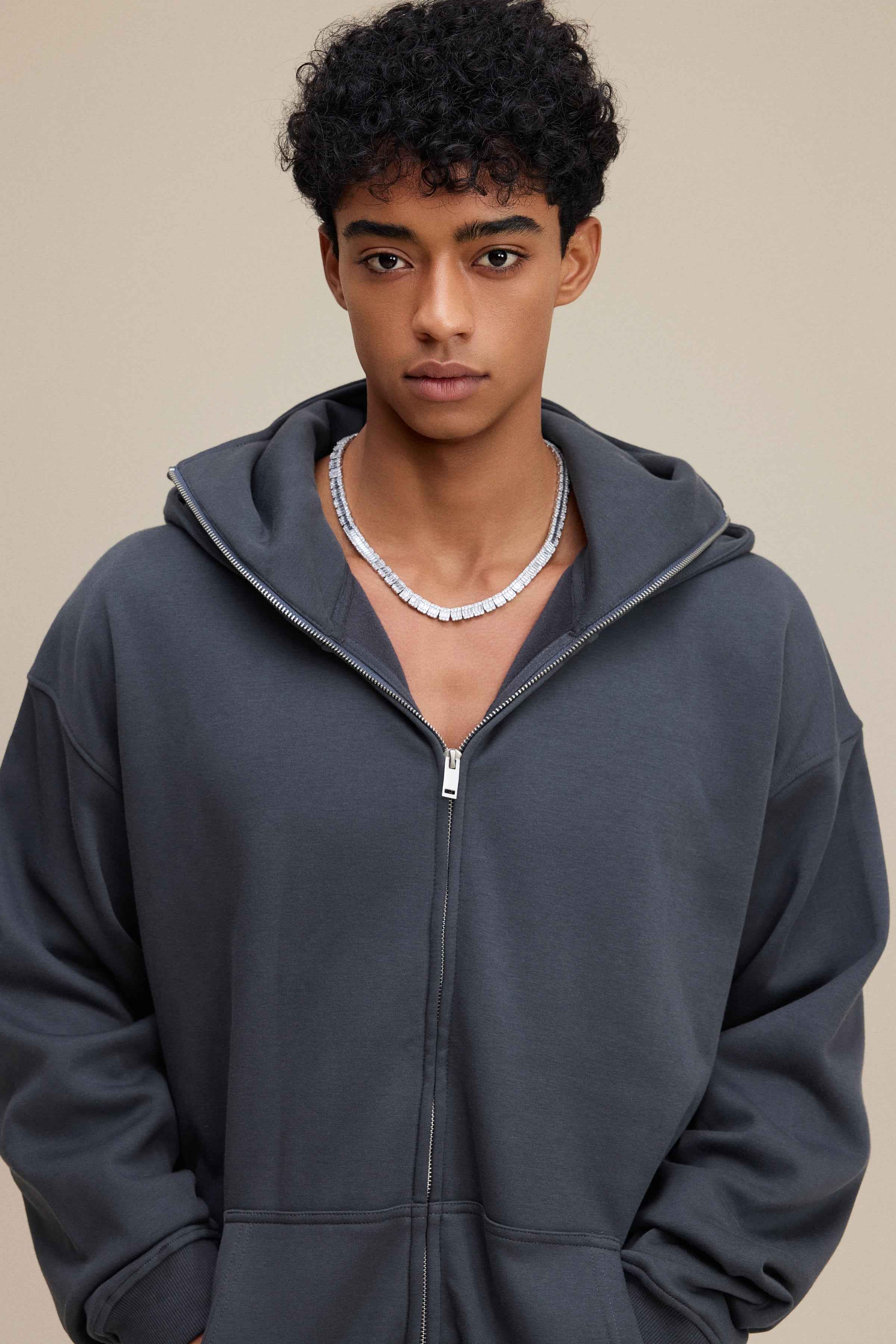 340GSM Men's Zip-Up Windproof Face-Mask Hoodie | MUNSIEUR
