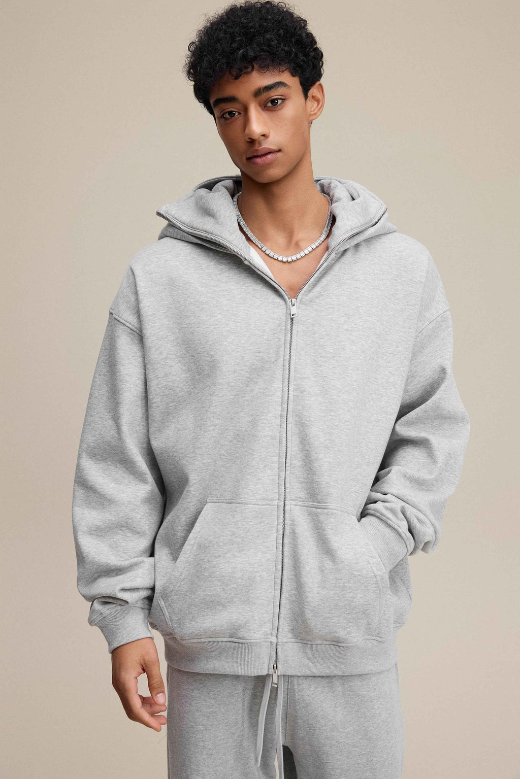 340GSM Men's Zip-Up Windproof Face-Mask Hoodie | MUNSIEUR