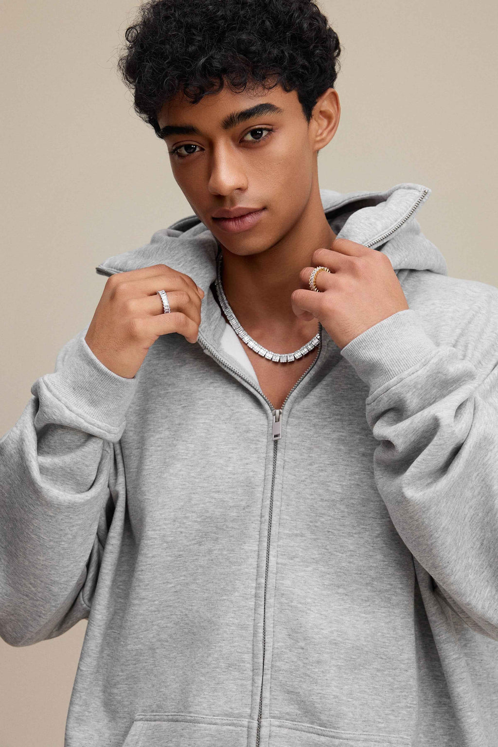 340GSM Men's Zip-Up Windproof Face-Mask Hoodie | MUNSIEUR