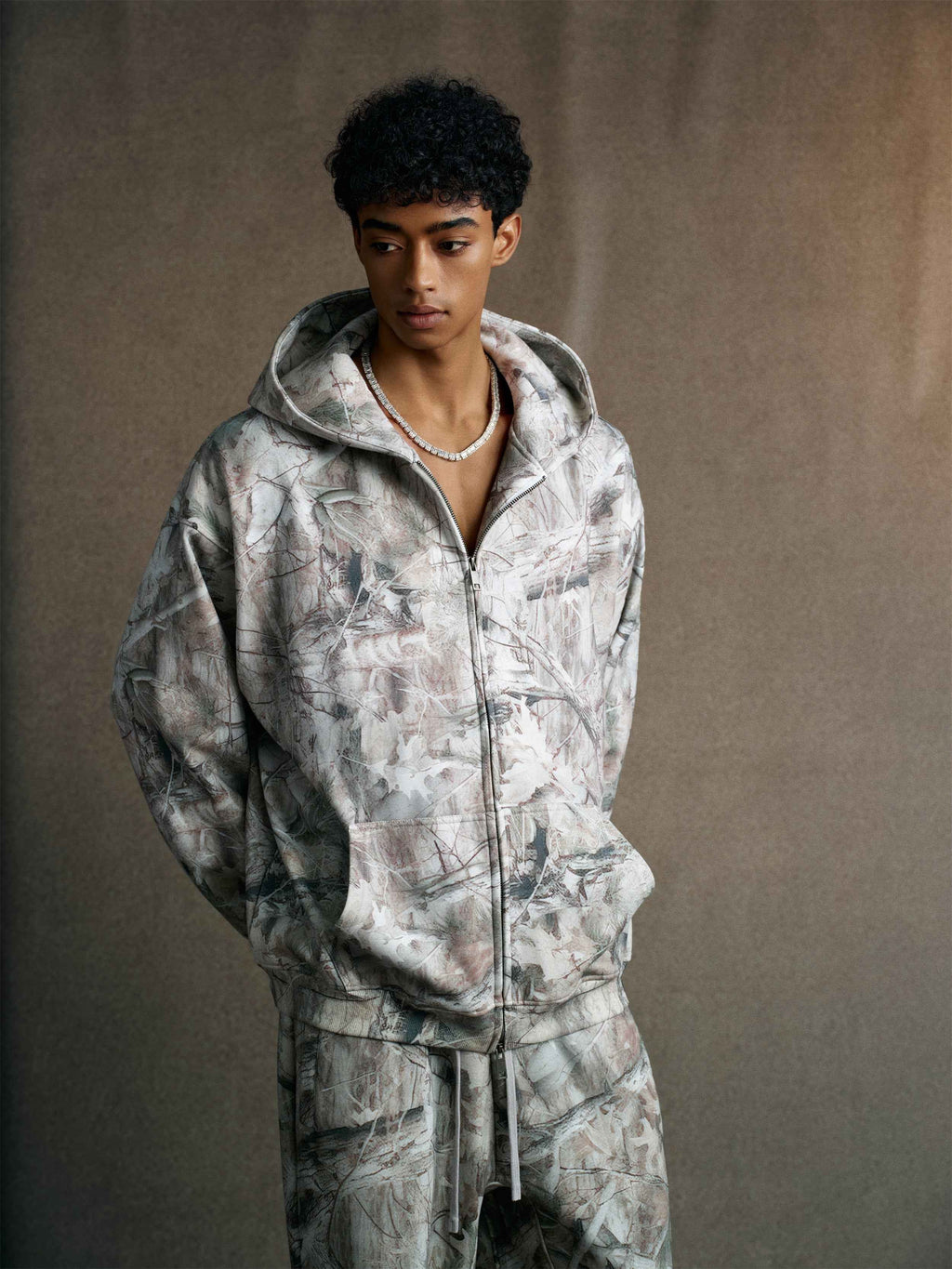 340GSM Unisex Desert Camouflage Zip-Up Hoodie | MUNSIEUR
