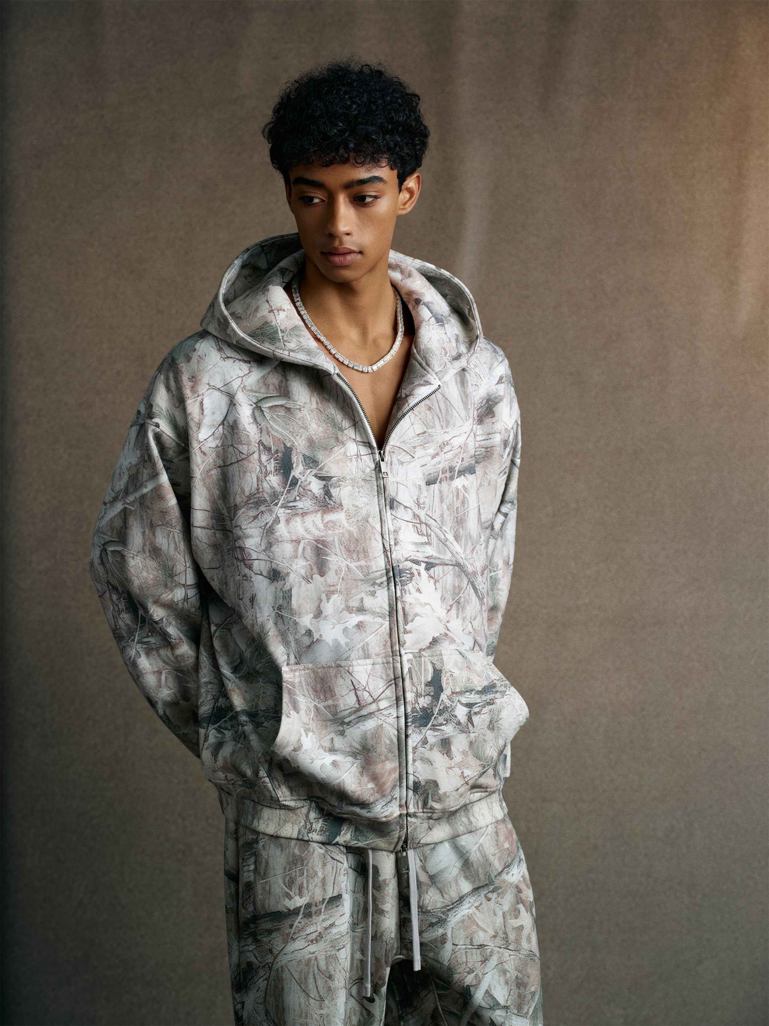 340GSM Unisex Desert Camouflage Zip-Up Hoodie | MUNSIEUR