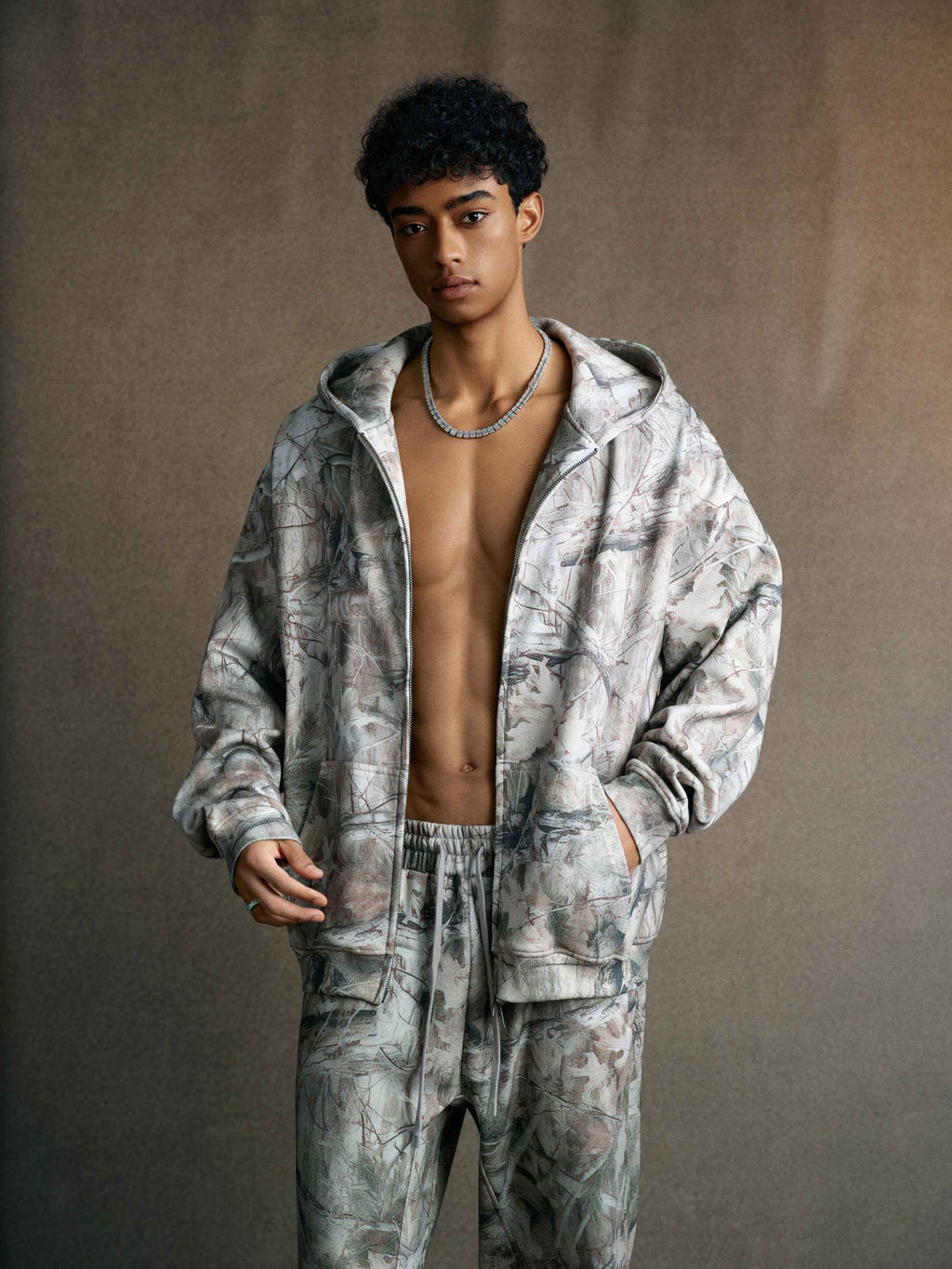 340GSM Unisex Desert Camouflage Zip-Up Hoodie | MUNSIEUR