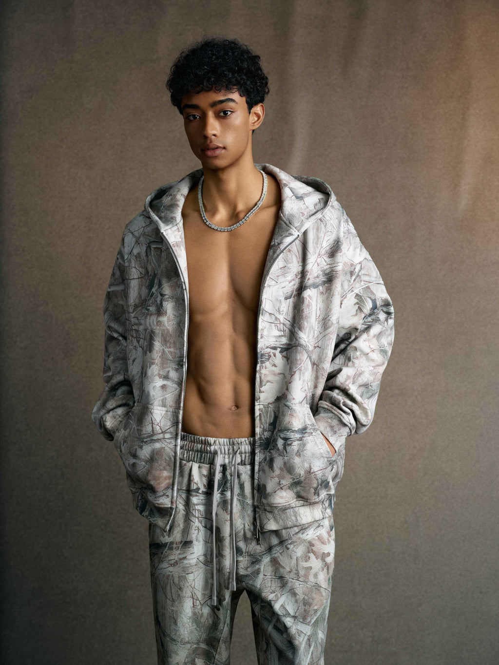 340GSM Unisex Desert Camouflage Zip-Up Hoodie | MUNSIEUR