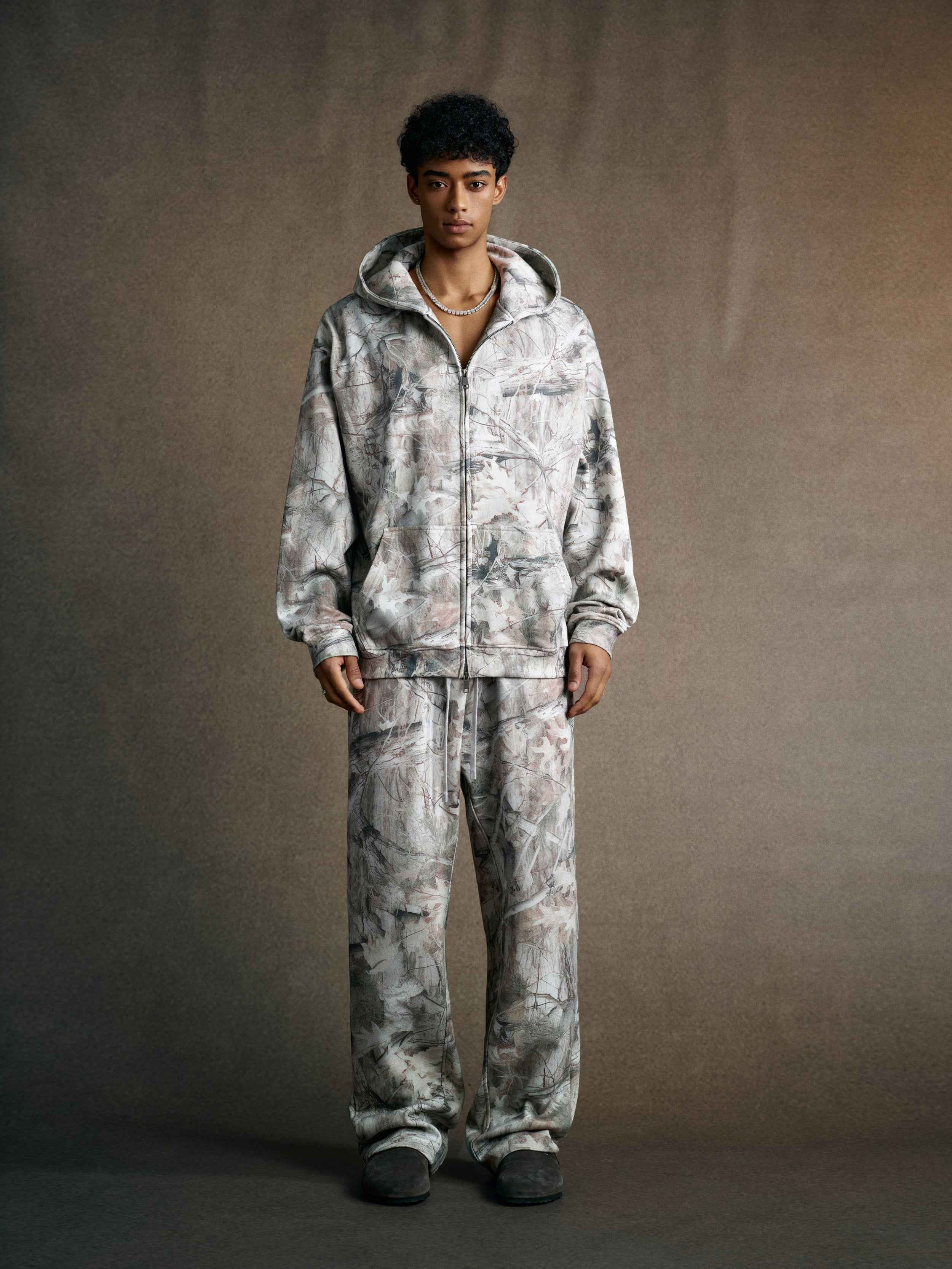 340GSM Unisex Desert Camouflage Zip-Up Hoodie | MUNSIEUR