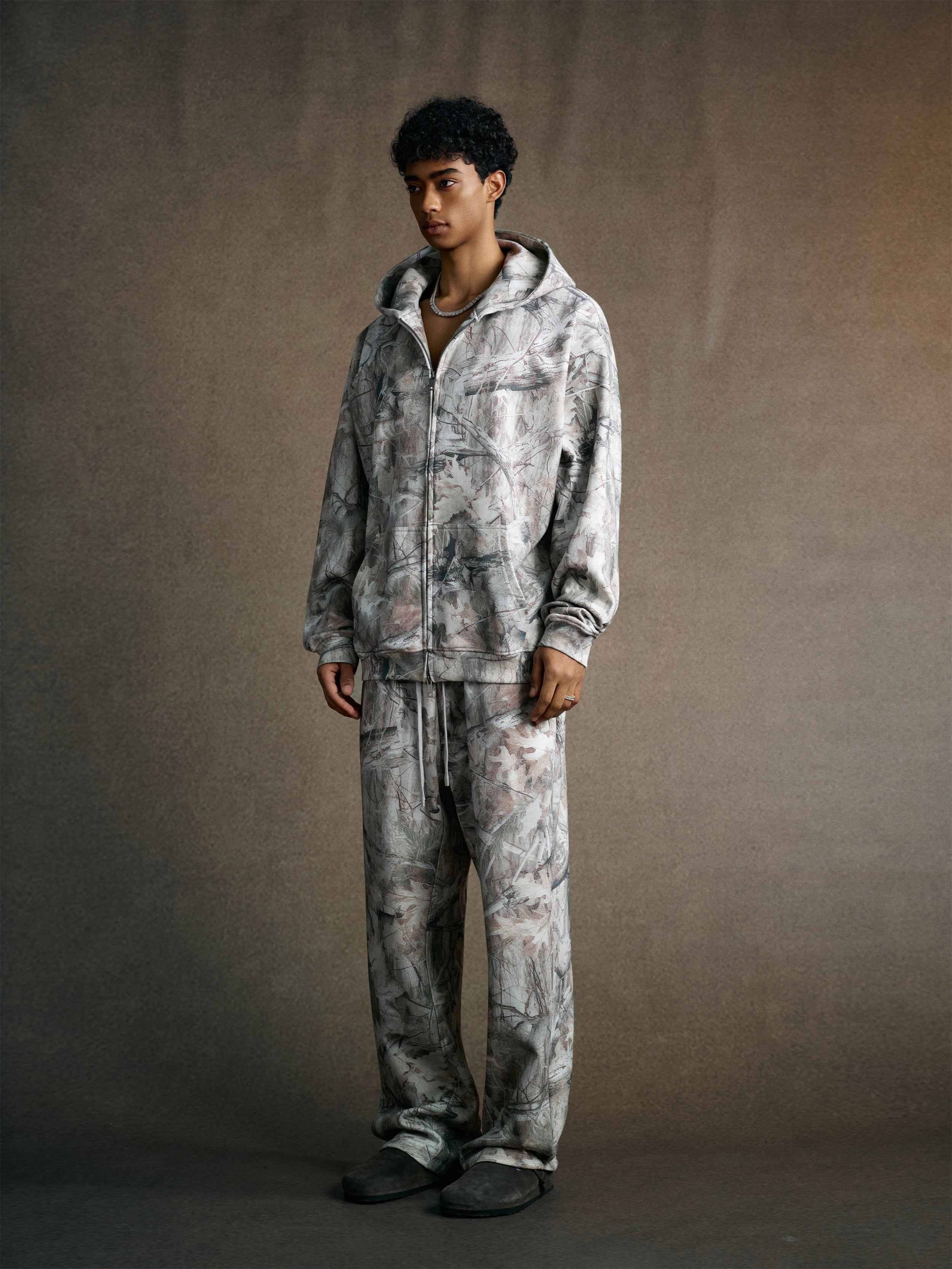 340GSM Unisex Desert Camouflage Zip-Up Hoodie | MUNSIEUR