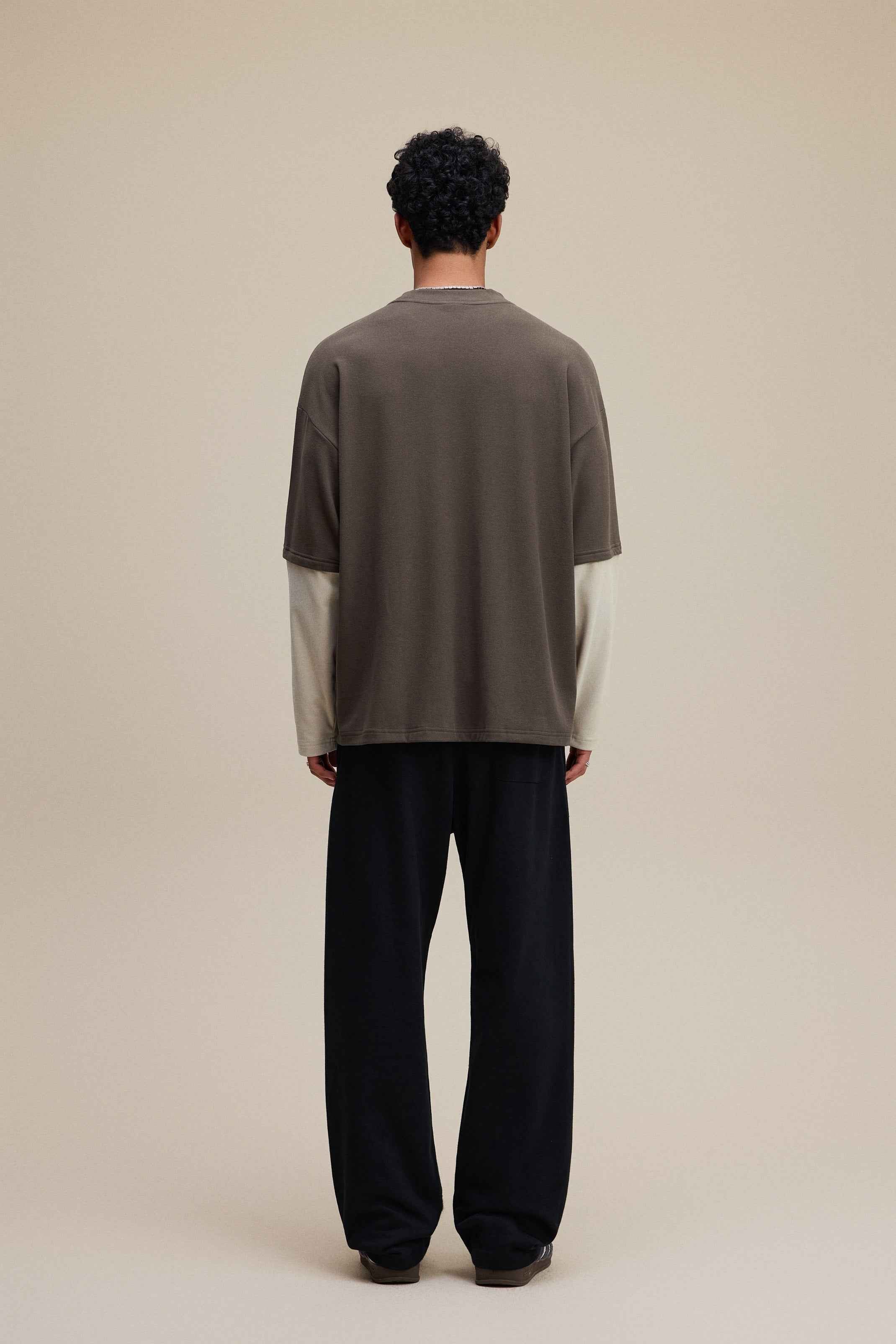 320GSM Unisex Faux Layered Solid Color Base Layer Long-Sleeve Tee