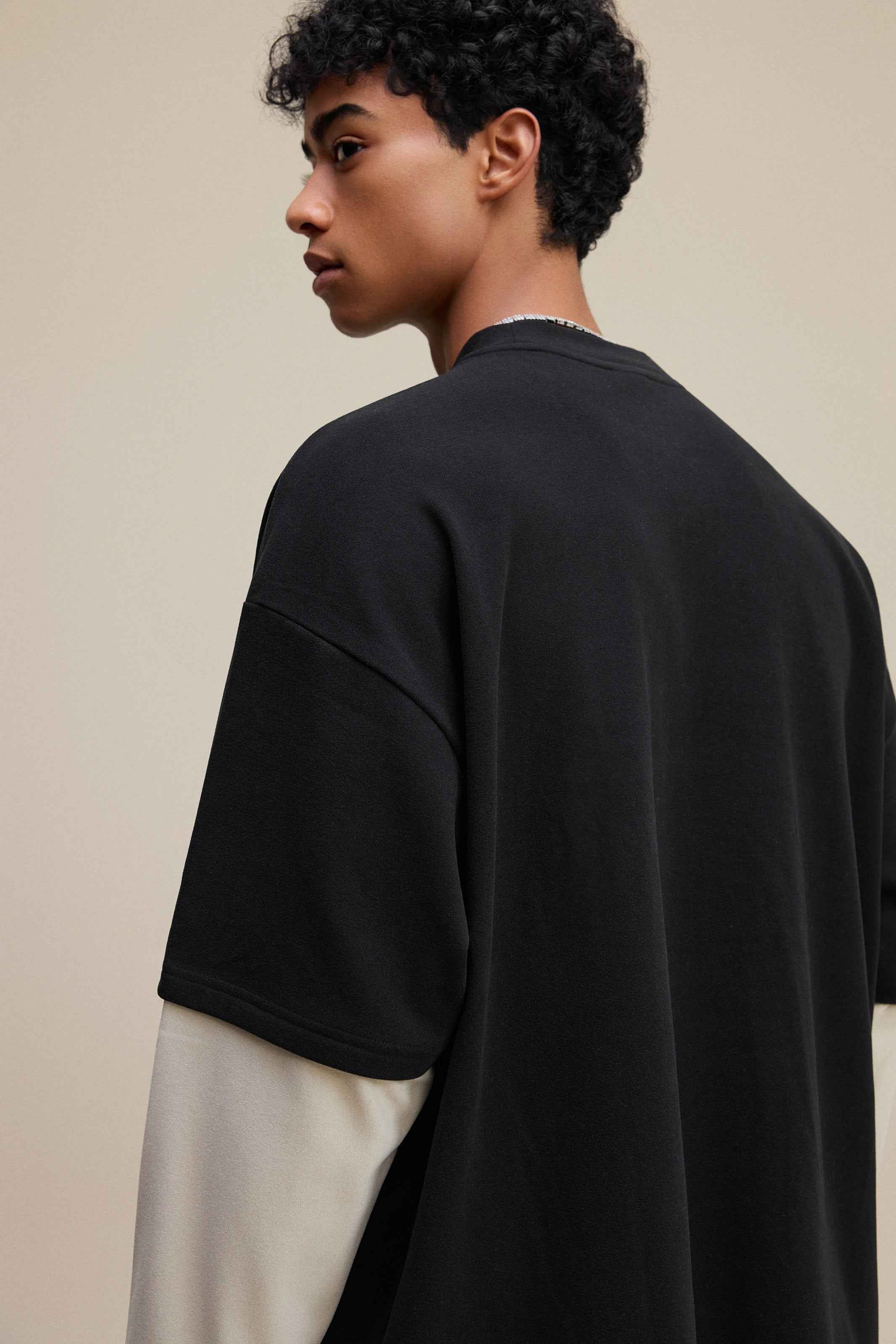 320GSM Unisex Faux Layered Solid Color Base Layer Long-Sleeve Tee