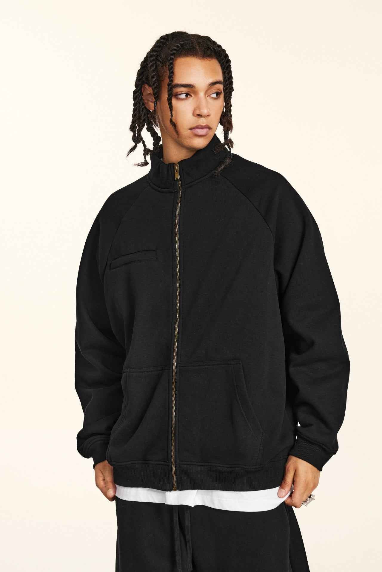 Minimalist Drop-Shoulder Zip Coat