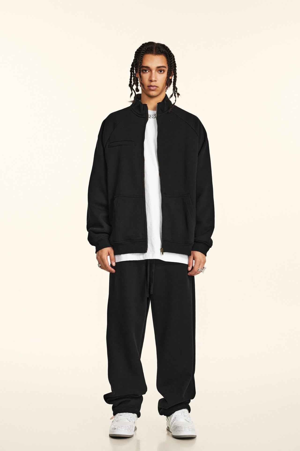 Minimalist Drop-Shoulder Zip Coat