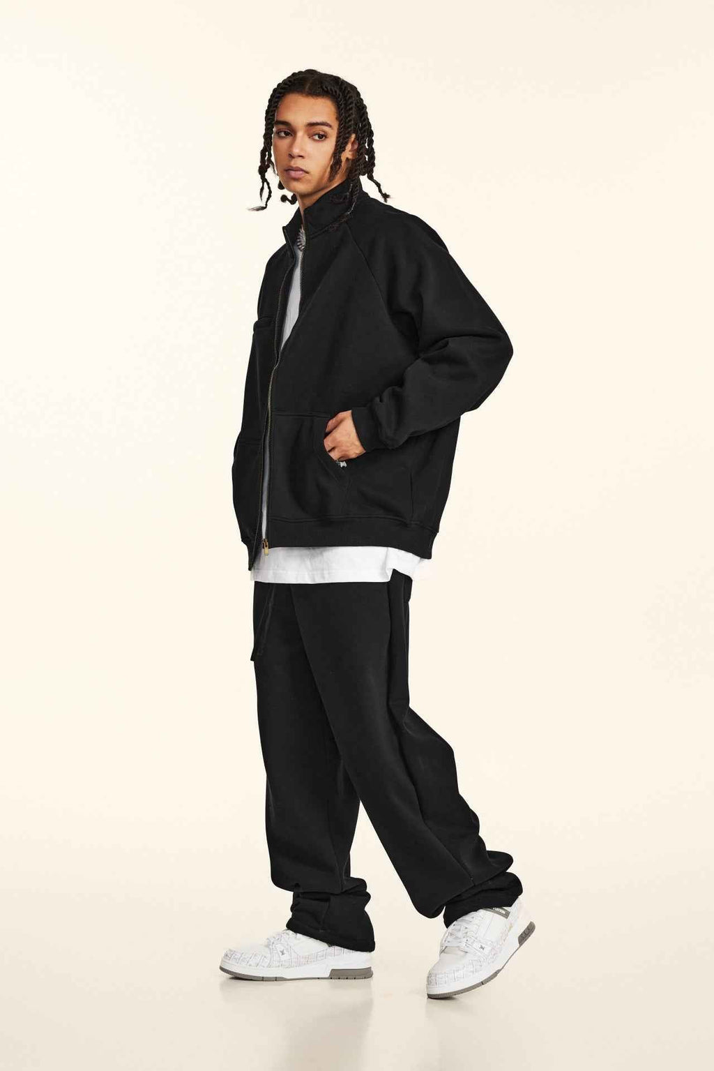 Minimalist Drop-Shoulder Zip Coat